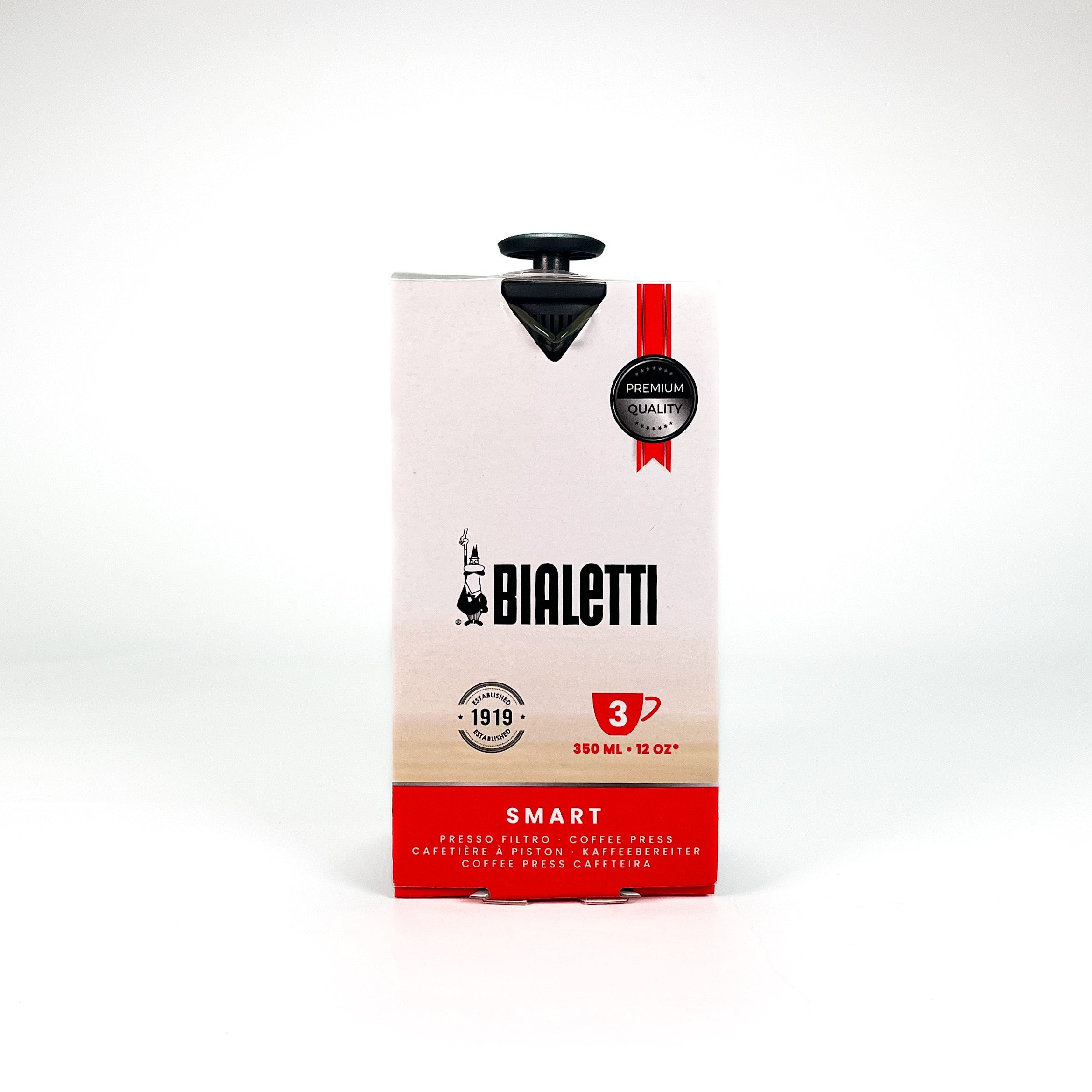 The outer packaging of Bialetti 3 cup french press.