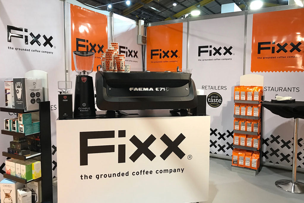 A FiXX Coffee stand at a trade show