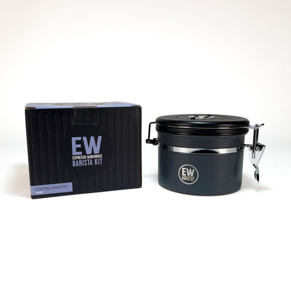 Coffee canister with black lid and &