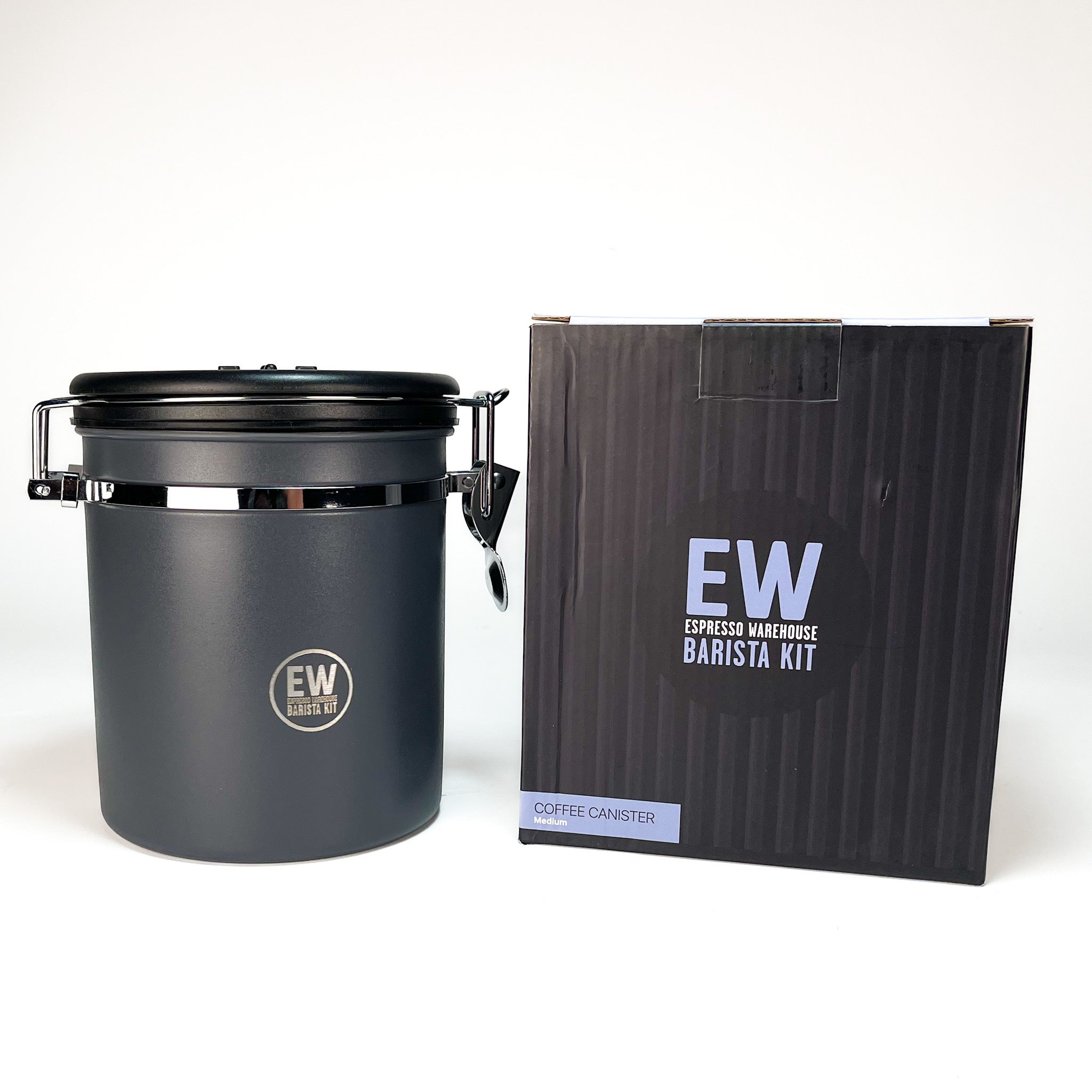Black coffee canister and packaging with &